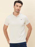 Engineered Waffle-Dobby Performance Polo — Light Beige