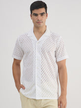 Schiffli Resort Collart Oversized Shirt - White