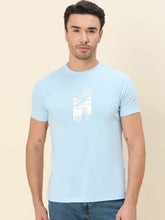 100% Cotton Printed Refined Basic Regular-Fit Crew Tee - SKY BLUE