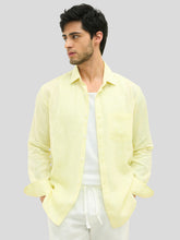 100% European Linen Regular-Fit Linen Shirt - Yellow