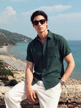 Super Smooth Textured Double Cloth Shirt - Dark Green