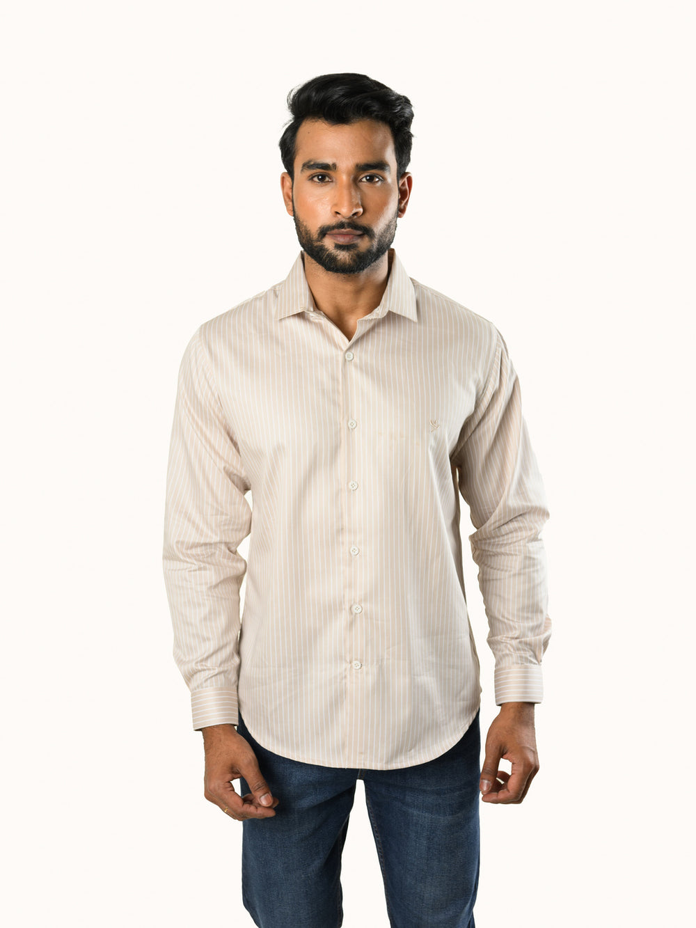 World's Finest Cotton Tailored Fit Formal Shirt - Sand Beige
