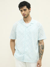 Cotton Resort Collar Oversized Casual Shirt - SKY BLUE