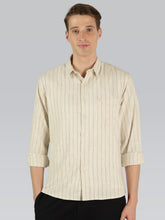 Altis Linen Blend Striped Shirt - BEIGE STRIPE