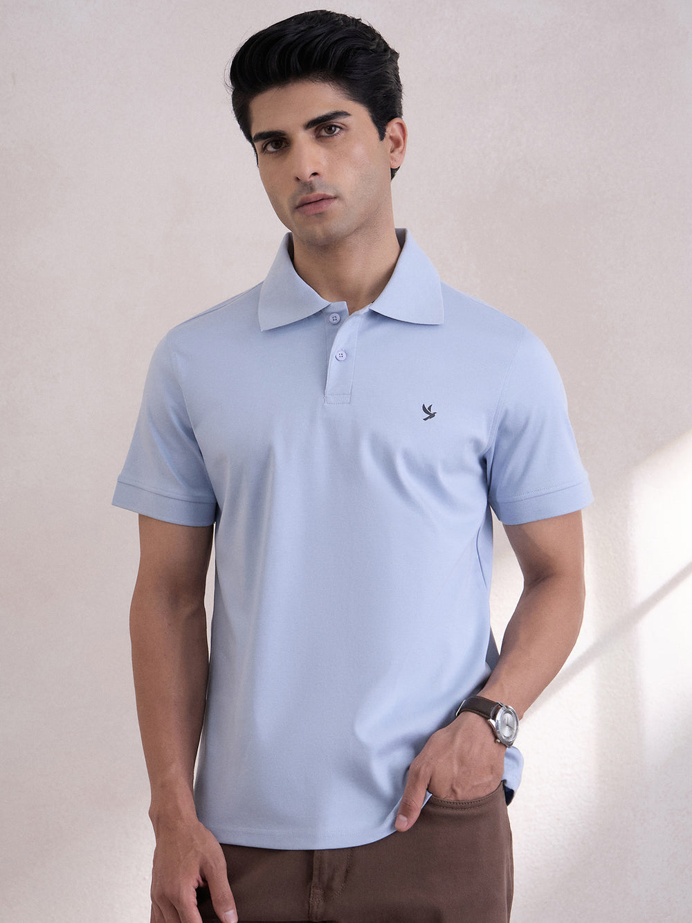 Super Durable Long Sheen Regular-Fit Polo T-Shirt - Sky Blue