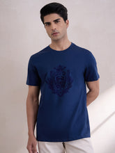 100% Premium Cotton Flock Print Regular-Fit Crew Tee - Dark Teal