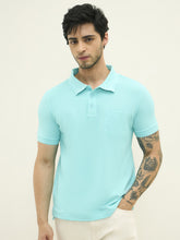 Super Comfort Cotton Blend Polo Neck T-Shirt - SKY BLUE