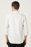 Azure Weft Luxe Cotton Shirt-White Weft Stripe