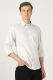 Azure Weft Luxe Cotton Shirt-White Weft Stripe