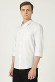 Azure Weft Luxe Cotton Shirt-White Weft Stripe
