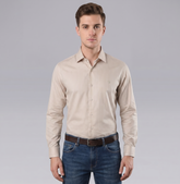 Prima Luxe tailored fit Cotton Formal Shirt - Sand Beige