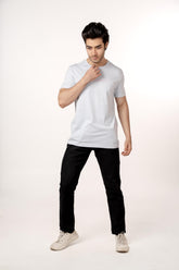 Suprema Silkgent Pastel Blue Round Neck T-Shirt Regular Fit