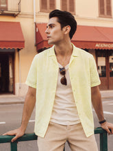 Heritage Resort Collar Oversized Embroidered Shirt - Yellow