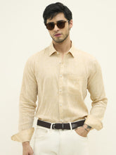 100% European Linen Regular-Fit Linen Shirt - Beige