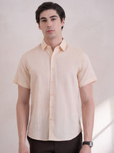 Airy Linen Half Sleeve Casual Shirt - Light Orange