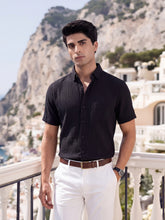 Super Smooth Textured Double Cloth Shirt - Black