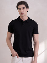 Premium Cotton Stretch Polo T-Shirt - BLACK