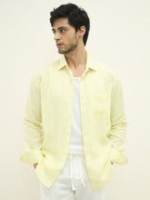 100% European Linen Regular-Fit Linen Shirt - Yellow