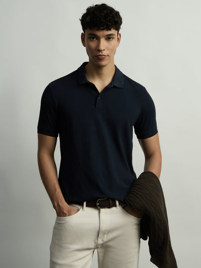 Princeton Flex Pique Polo - Dark Navy