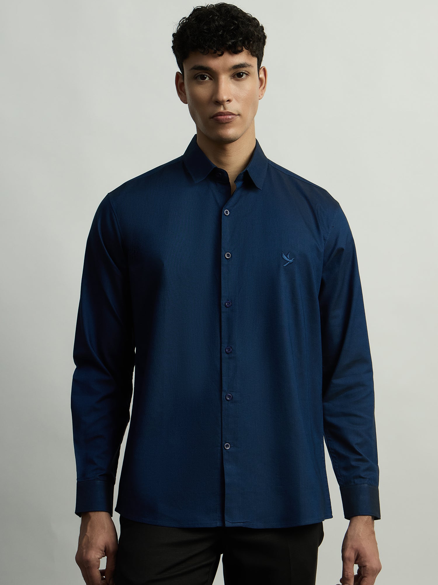 Luxury Pure Cotton Formal Shirt-Regular Fit - Navy Blue