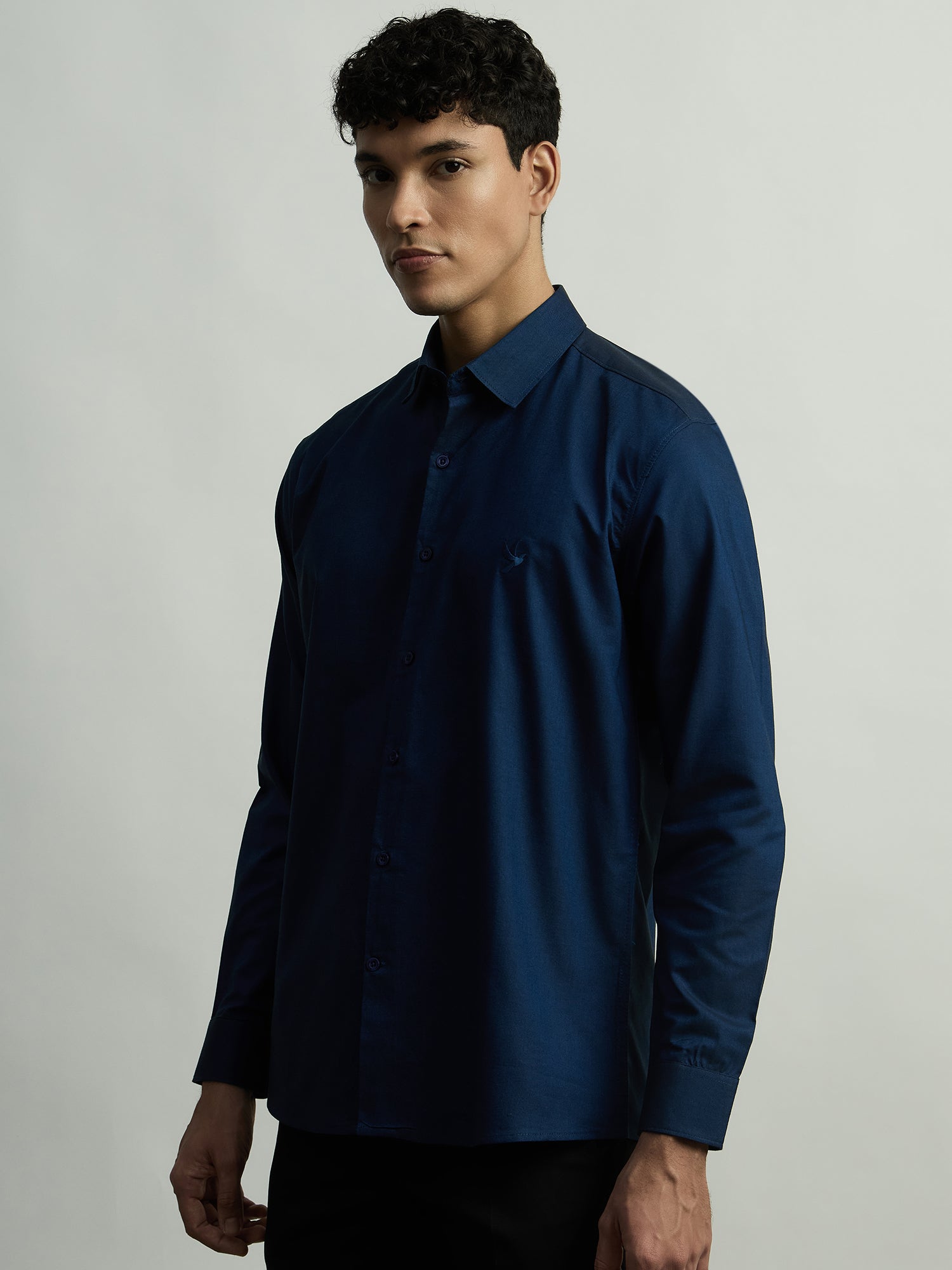 Luxury Pure Cotton Formal Shirt-Regular Fit - Navy Blue