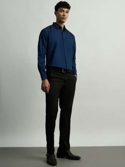 Luxury Pure Cotton Formal Shirt-Regular Fit - Navy Blue