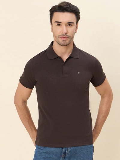 100% Cotton Breathable Regular-Fit Polo-T-Shirt - Primary Brown