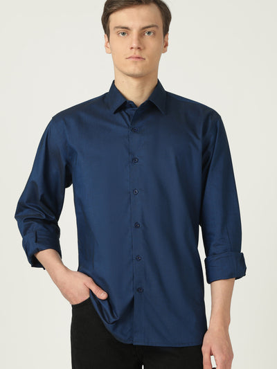 All Day Comfortable Luxury Cotton Comfort Fit Formal Shirt - Navy Blue