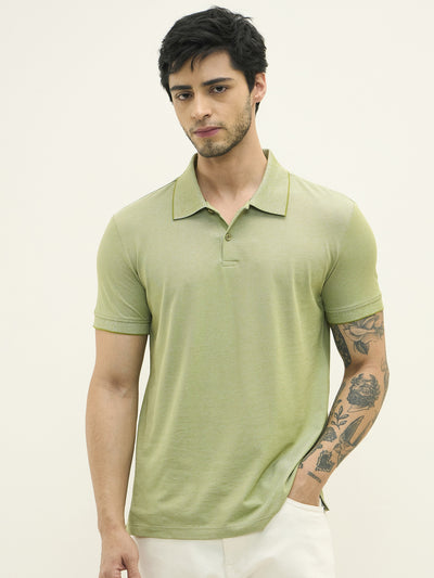 Bird Eye Weave Regular-Fit Polo-T-Shirt - Green