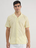 Heritage Resort Collar Oversized Embroidered Shirt - Yellow