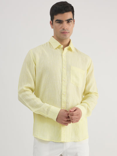 Azure Regular European Linen Shirt - Yellow