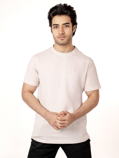100% Pure Cotton Regular-Fit Crew Neck T-Shirt - Light Beige