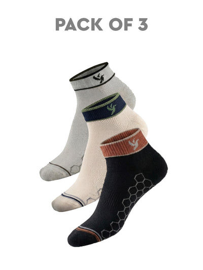 Prism Patterned Stretch Socks-Maroon, Melange & Blue Band