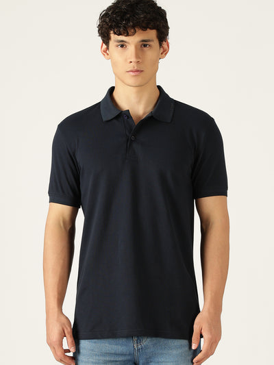 Super Stretch Highly Breathable Regular-Fit Cotton Polo T-Shirt - Dark Navy