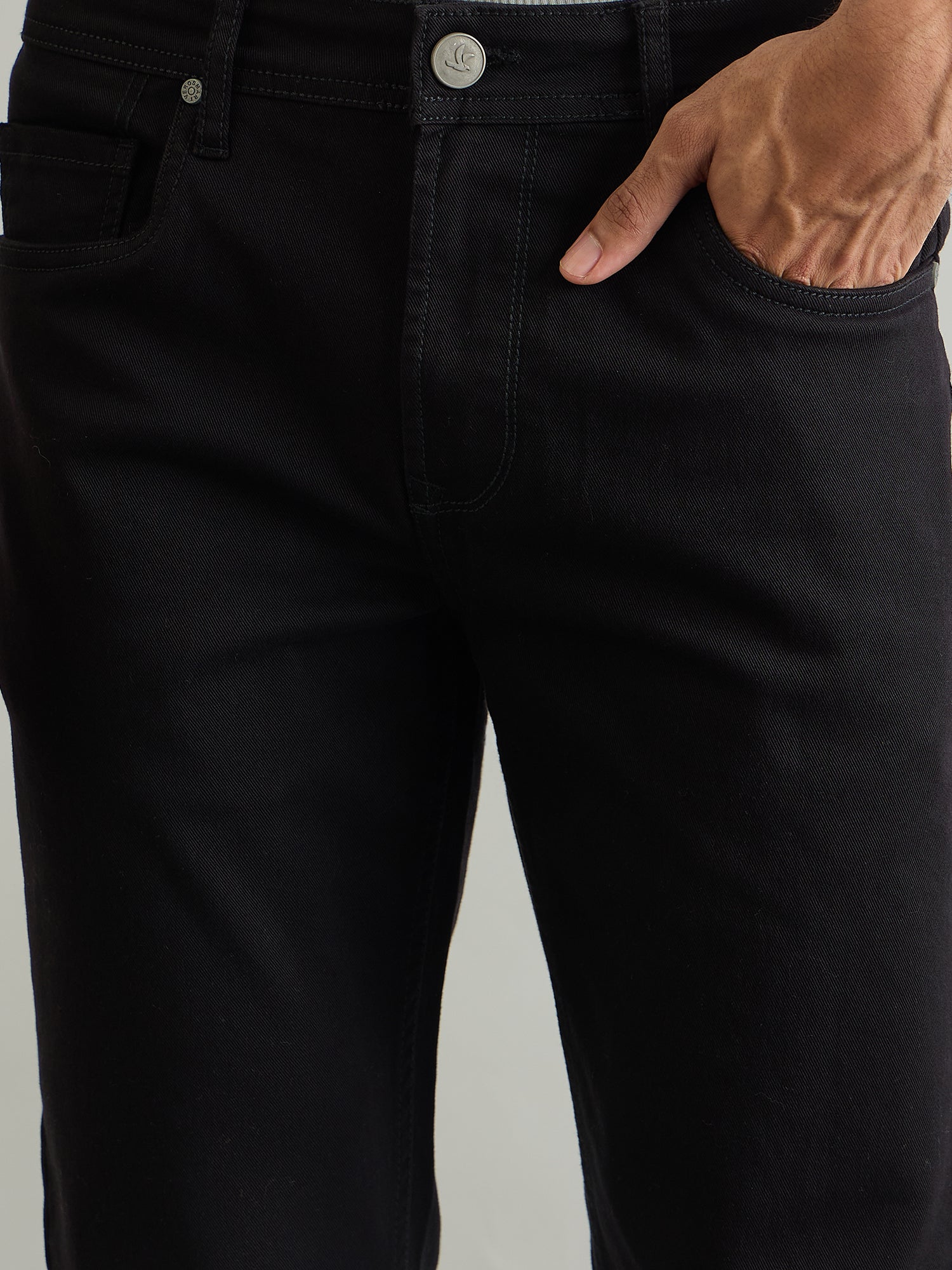 Vanguard Obsidian Slim Straight Fit Denim - Dark Olive - pocket close-up