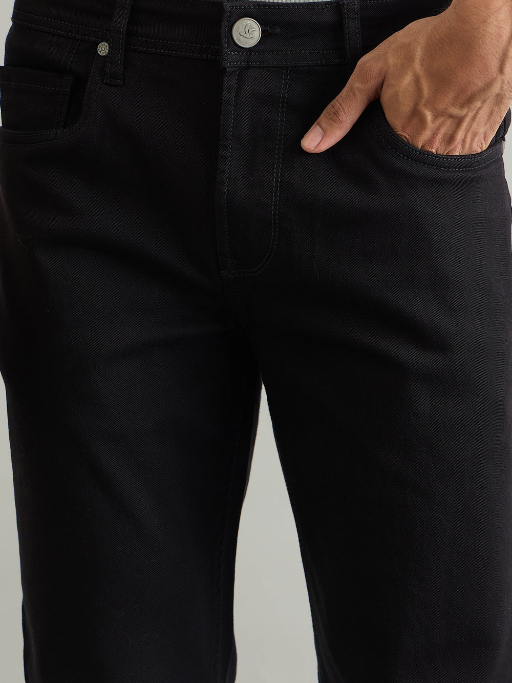 Vanguard Obsidian Slim Straight Fit Denim - Dark Olive - pocket close-up
