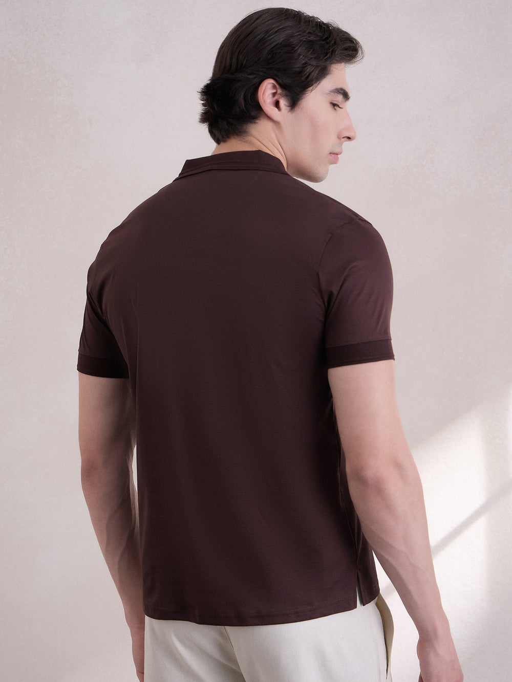 Regular-Fit Polo T-Shirt Back Side - Dark Brown - Verosmart