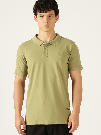 Super Comfort Cotton Blend Polo Neck T-Shirt - Olive