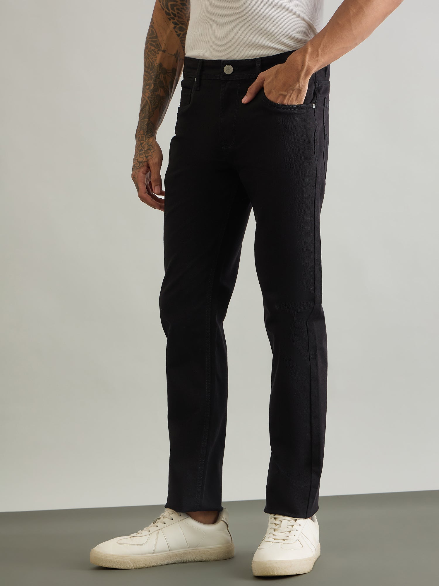 Vanguard Obsidian Slim Straight Fit Denim - Dark Olive - side