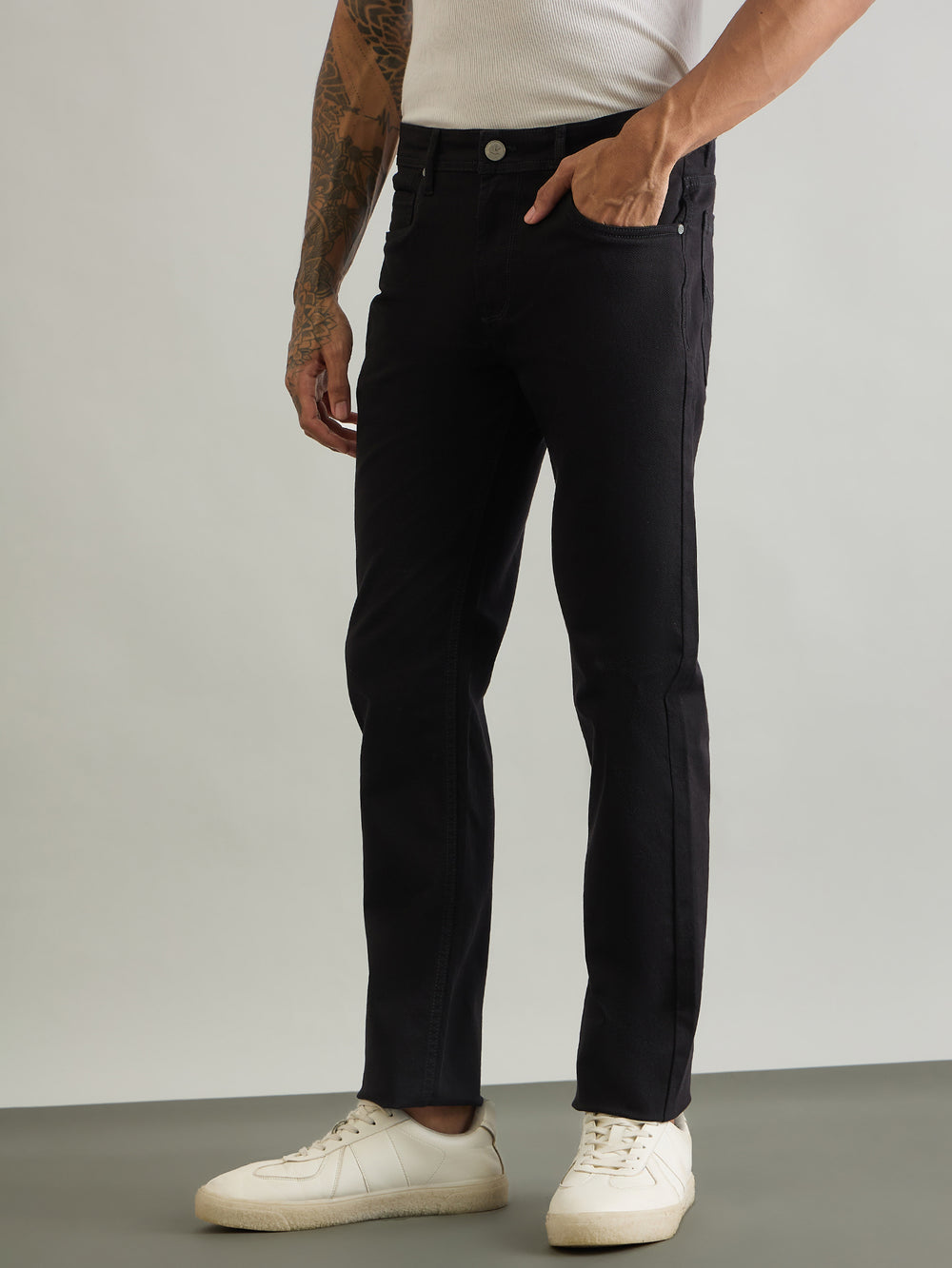 Vanguard Obsidian Slim Straight Fit Denim - Dark Olive - side