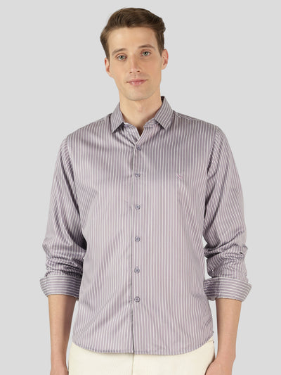 Prima Luxe tailored fit Cotton Formal Shirt - Purple Stripe