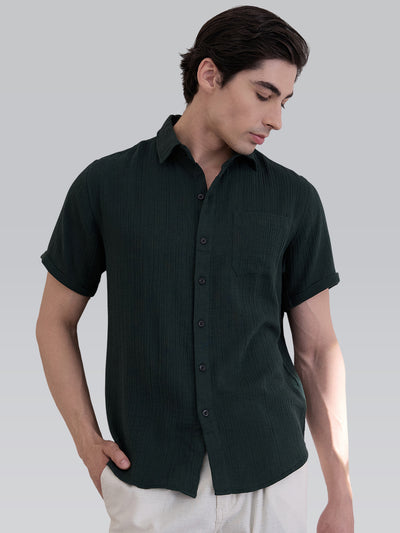 Aurora Versatile Double Cloth Regular Shirt - Dark Green