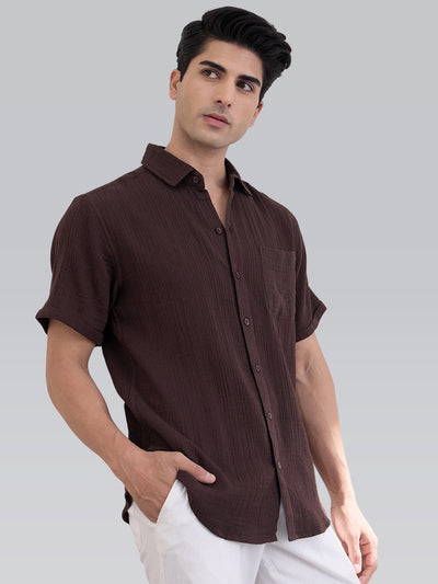Aurora Versatile Double Cloth Regular Shirt - Brown