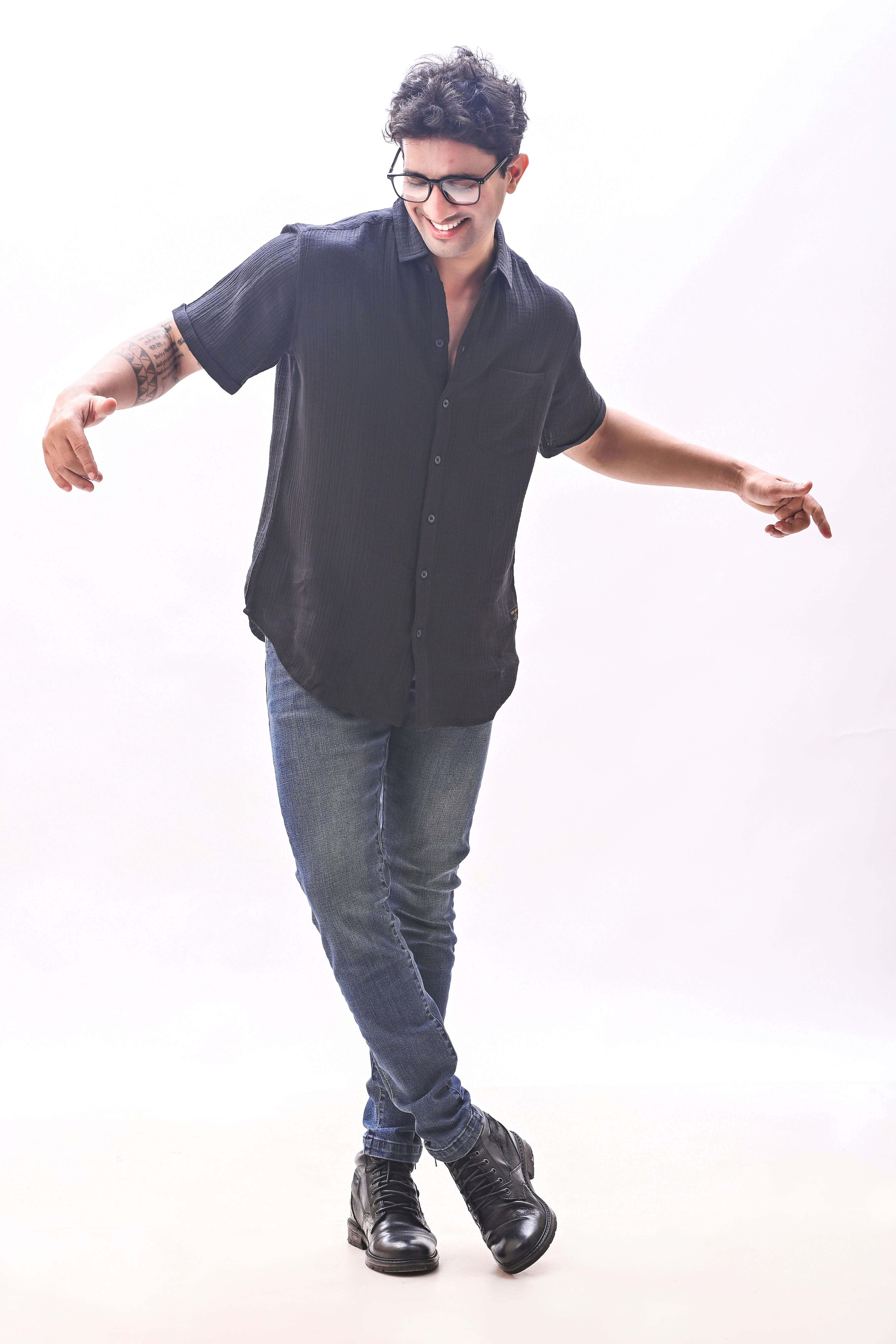 Aurora Versatile Double Cloth Shirt Black