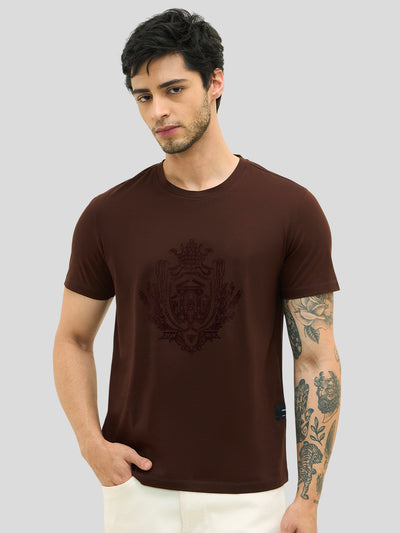 Blueprint Raised Graphic Crew Tee - Dark Brown