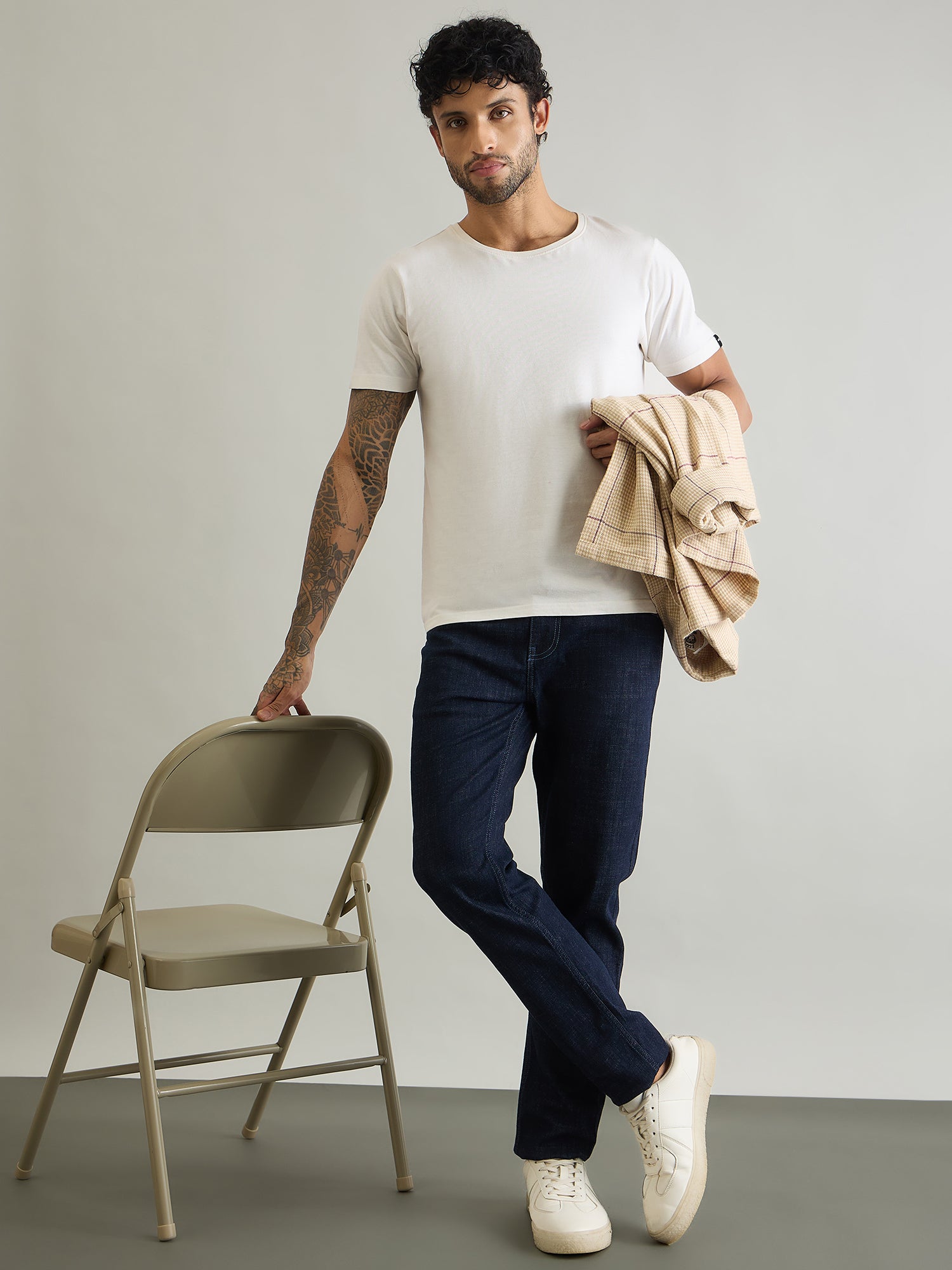 Imperial Indigoform Slim Straight Fit Denim - Dark Blue - full length styled