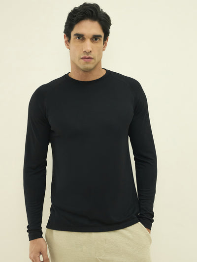 Super Soft Full Sleeves Slim-Fit Crew Neck Tee - Black