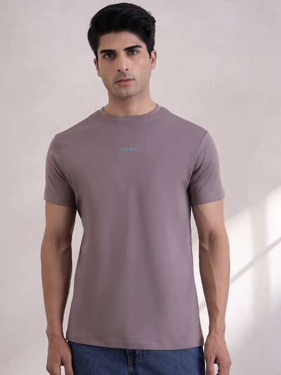 100% Cotton Printed Regular-Fit Crew Neck Tee - Brown