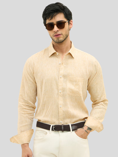 Azure Regular European Linen Shirt - Beige