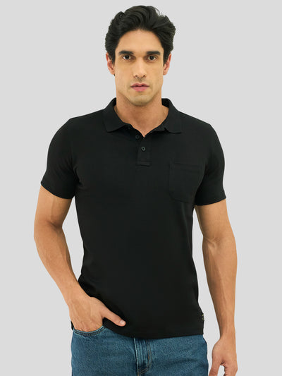 Oxford FlexEdge Cotton Polo - BLACK